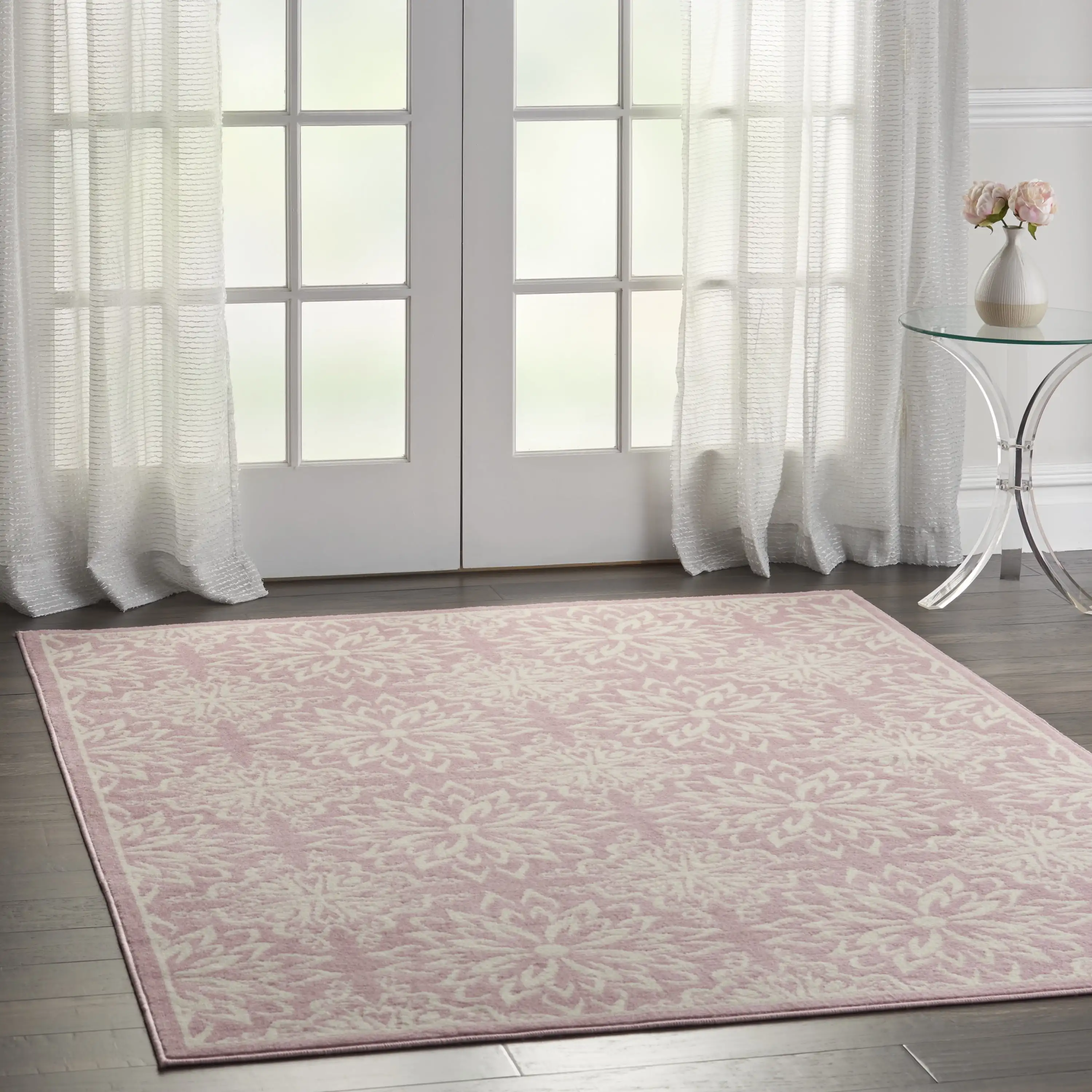 

Bliss Modern Floral Ivory/Pink 4' x 6' Area Rug, (4' x 6')