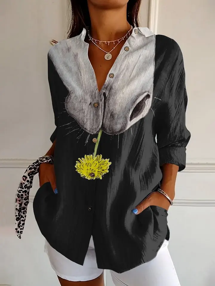 PLstar Cosmos 3D Printing Genuine Color Butterfly Flowers Rose Pattern Latest Ladies Casual Shirt Casual Unique Collection  5
