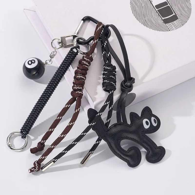 الكلاسيكية لطيف جلدية القط شكل المفاتيح قلادة جميلة سيارة حلقة رئيسية حقيبة سحر الهاتف قلادة حلية حلقة رئيسية الملحقات