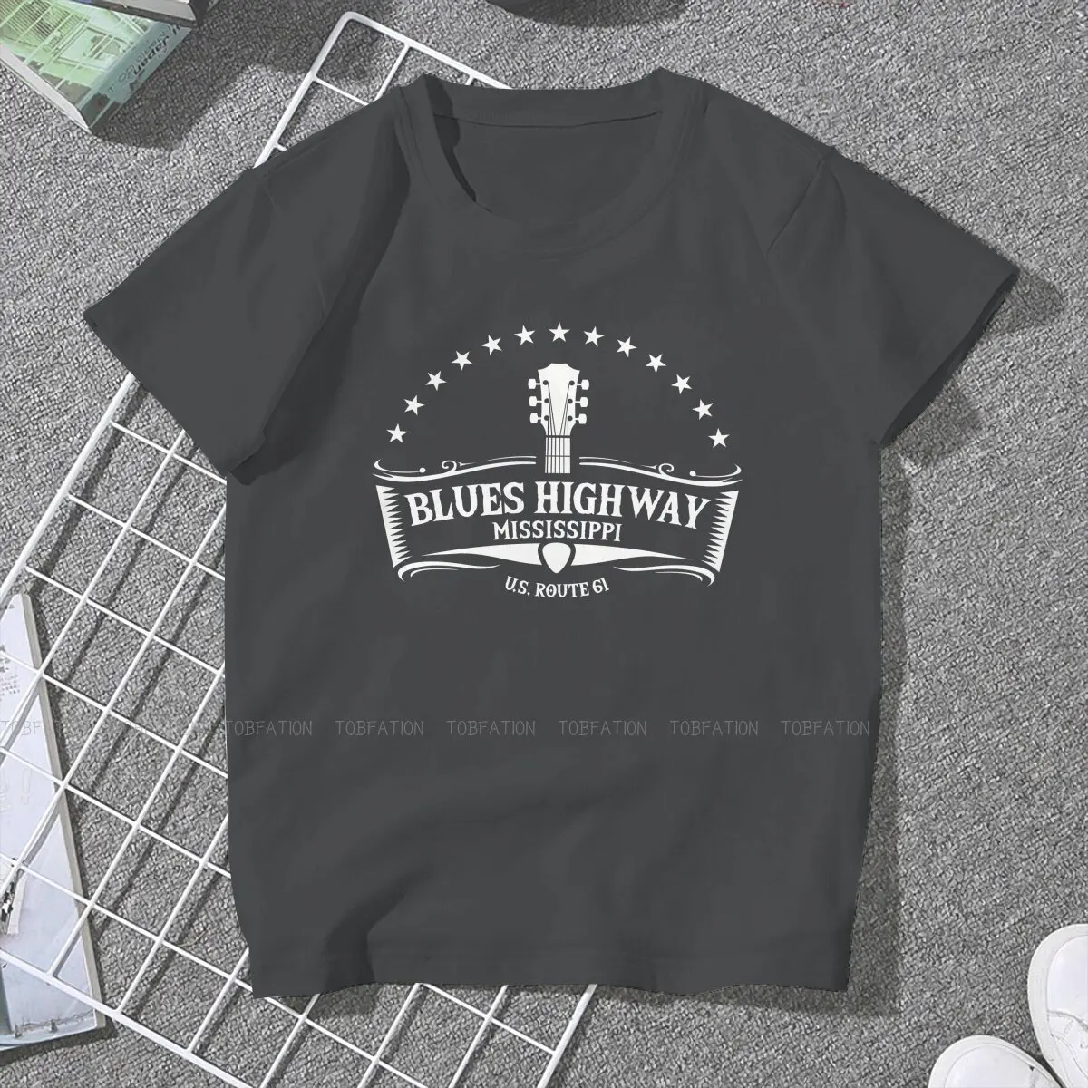 Mississippi The Blues Highway 61 Harajuku TShirt Guitar Lover Creative Comfortable T Shirt Women Short Sleeve Special Gift Idea