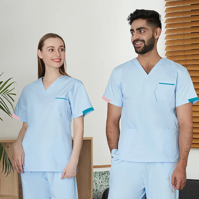 Ropa de lavado de trabajo para médico de Hospital, traje dividido, cepillo de manga corta, ropa quirúrgica para enfermera Oral y Dental