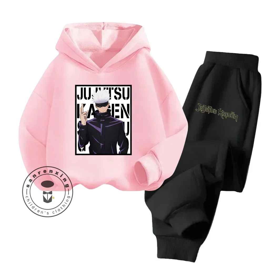 Spring and Fall Cartoon Jujutsu Kaisen Sweatshirt 3-14 Years Old Boys and Girls Pure Cotton Kawaii Home Popular Hoodie Tracksuit