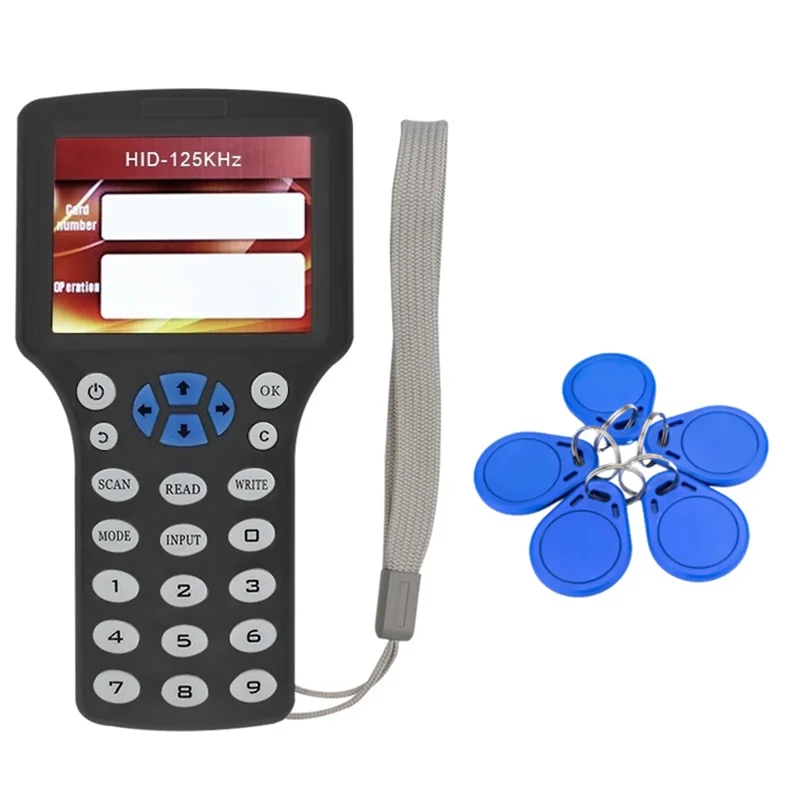 B48A 10-частотный RFID NFC считыватель смарт-карт, писатель, Дубликатор + 5XCUID-брелок, 125 К, 13,56 МГц, RFID-копир, репликатор ключей