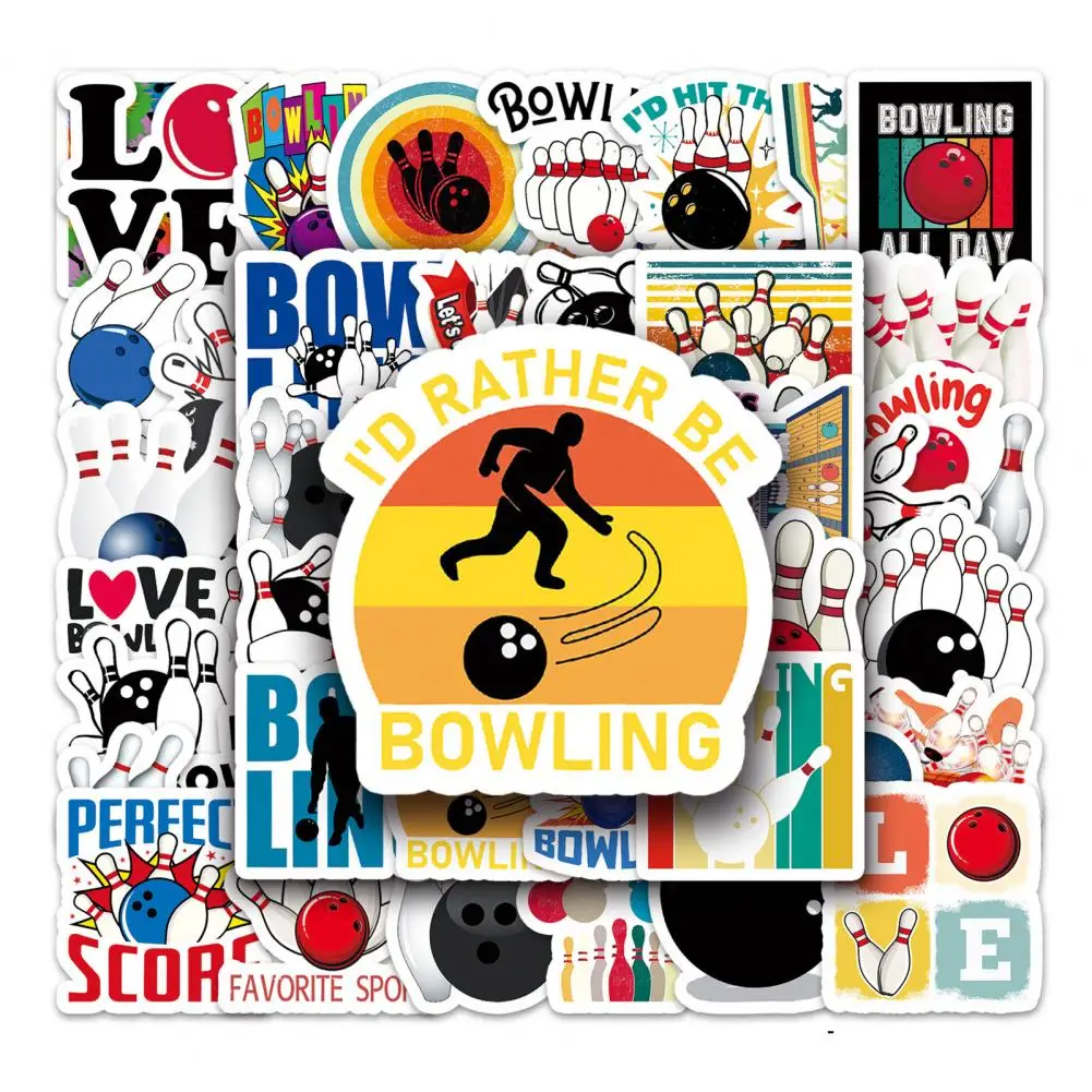 50Pcs/Set Tear-resistant Sticker Removable Decorative No Residue Bowling Ball Doodle Sticker