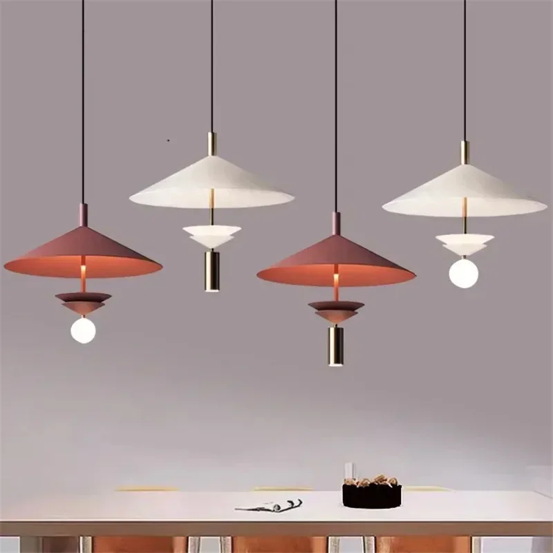 French Umbrella Pendant Light Dining Table Red Ufo Lamp Living Room Resteruant Minimalist Led Lamp for Coffee Office Shop Light