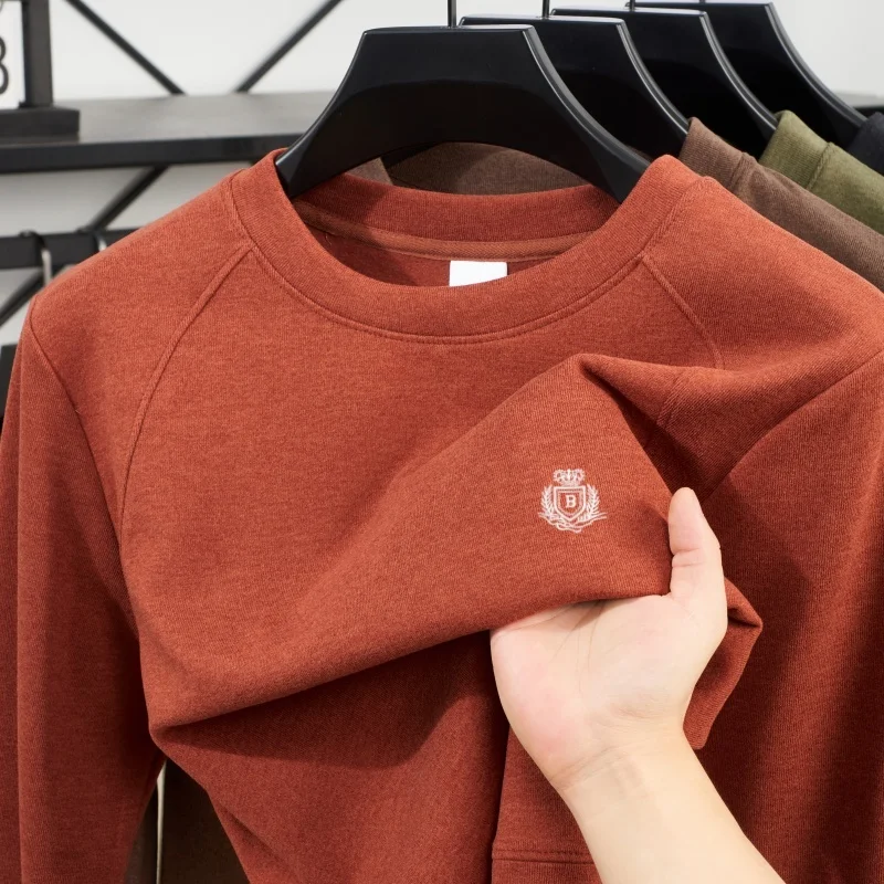 High quality brand autumn winter new double-sided velvet warm long sleeved men's designer original crown embroidery long sleeved