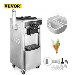 VEVOR 2200W Commercial Soft Ice Cream Machine 20-28L/H Ice Cream Maker Double 6L Hoppers Ice Cream Making Machine