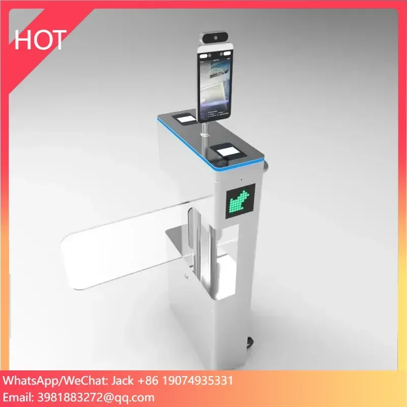 Access control turnstile swing barrier facial recognitionQR code RFID access control system swing barrier