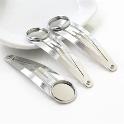 12mm 10pcs High Quality Rhodium Plated Copper Material Hairpin Hair Clips Hairpin Base Setting Cabochon Cameo J2-42
