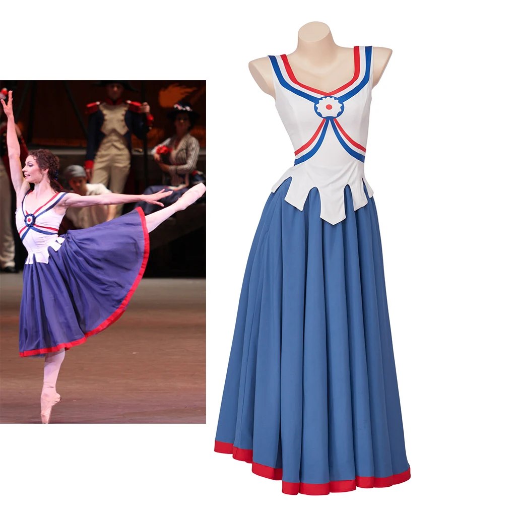 Musical Flames of Paris Jeanne Cosplay Dress Women Elegant Sleeveless Top Pleated Skirts Suit Stage Show Ballet Dance Gown