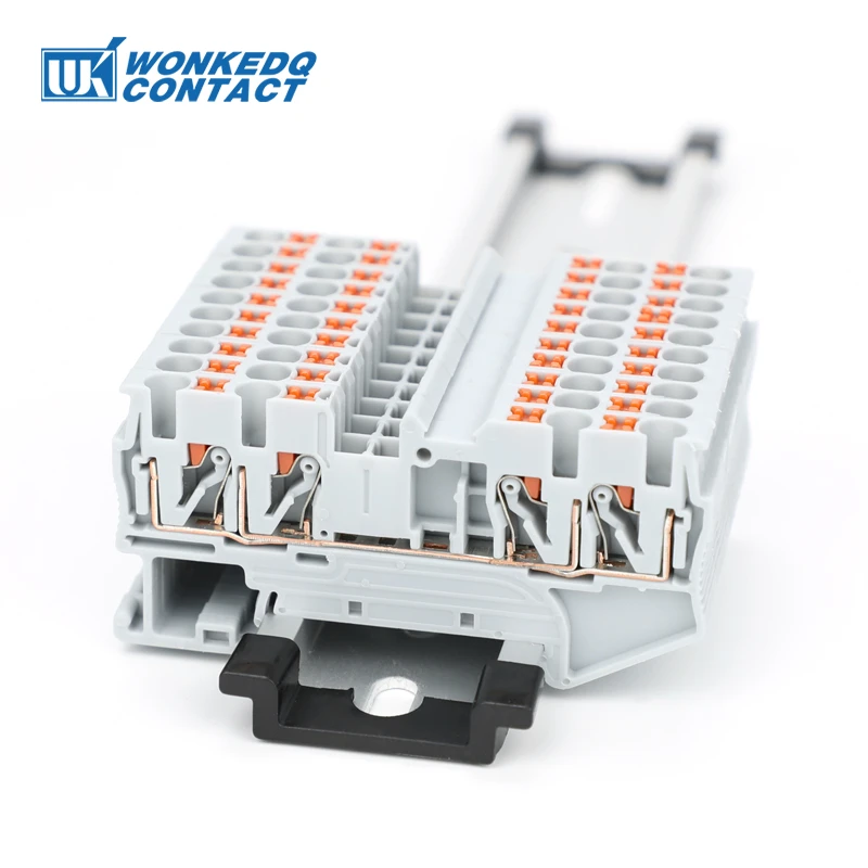 10 pièces PT2.5-QU ressort enfichable 4 conducteur bande prise PT 2.5 QUATTRO fil connecteur électrique Din Rail bornier PT 2.5-QU