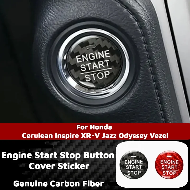 Carbon Fiber Engine Start Stop Button Cover Sticker for Honda Cerulean Inspire XR-V Jazz Fit Odyssey Car Interior Accessories