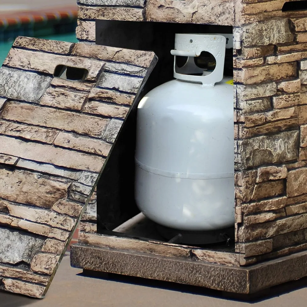 Manufacturing 63172 Newcastle Propane Firebowl Column Realistic Look Firepit Heater