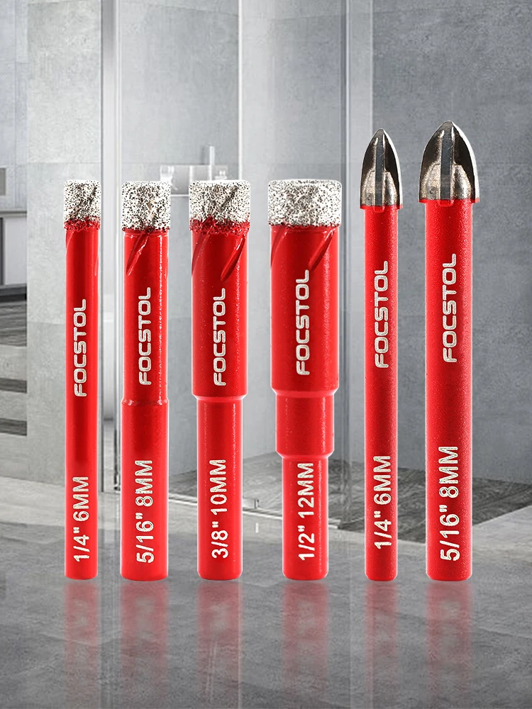 

Сверло алмазное FOCSTOL с круглым хвостовиком 6 мм, твердосплавное, для керамической и фарфоровой плитки, корончатое сверло, кольцевая пила