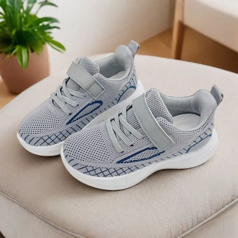 

Легкие дышащие двухслойные сетчатые модные кроссовки для бега для мальчиков, весенне-осенняя детская обувь