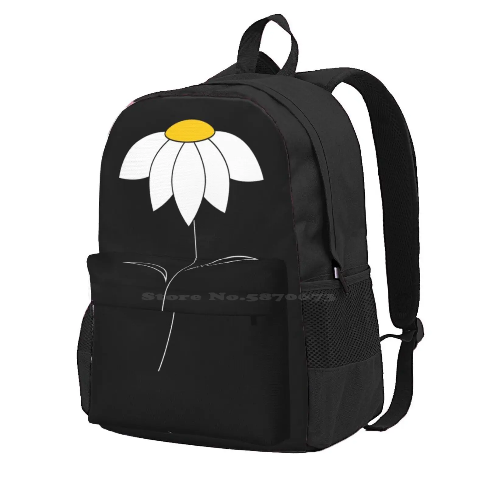 

Black And White Daisies Hot Sale Schoolbag Backpack Fashion Bags Daisies Daisy Botanical Floral Nature Plants Patio