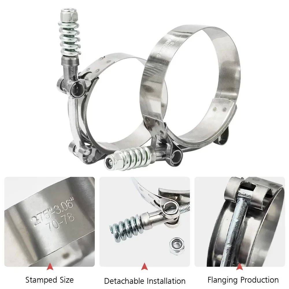 Universal Stainless Steel T-Bolt Clamp For Turbo Intercooler Exhaust Silicone Hose 2.25