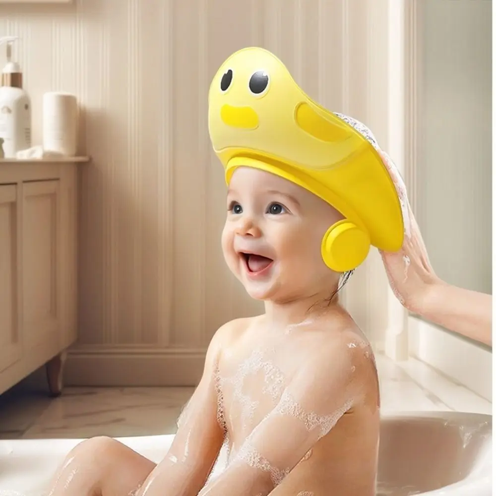 Topi Mandi Bayi Kartun Lucu Baru Penutup Kepala Mandi Artefak Sampo Lembut Topi Bayi Pelindung Telinga Dapat Disesuaikan untuk Anak-anak