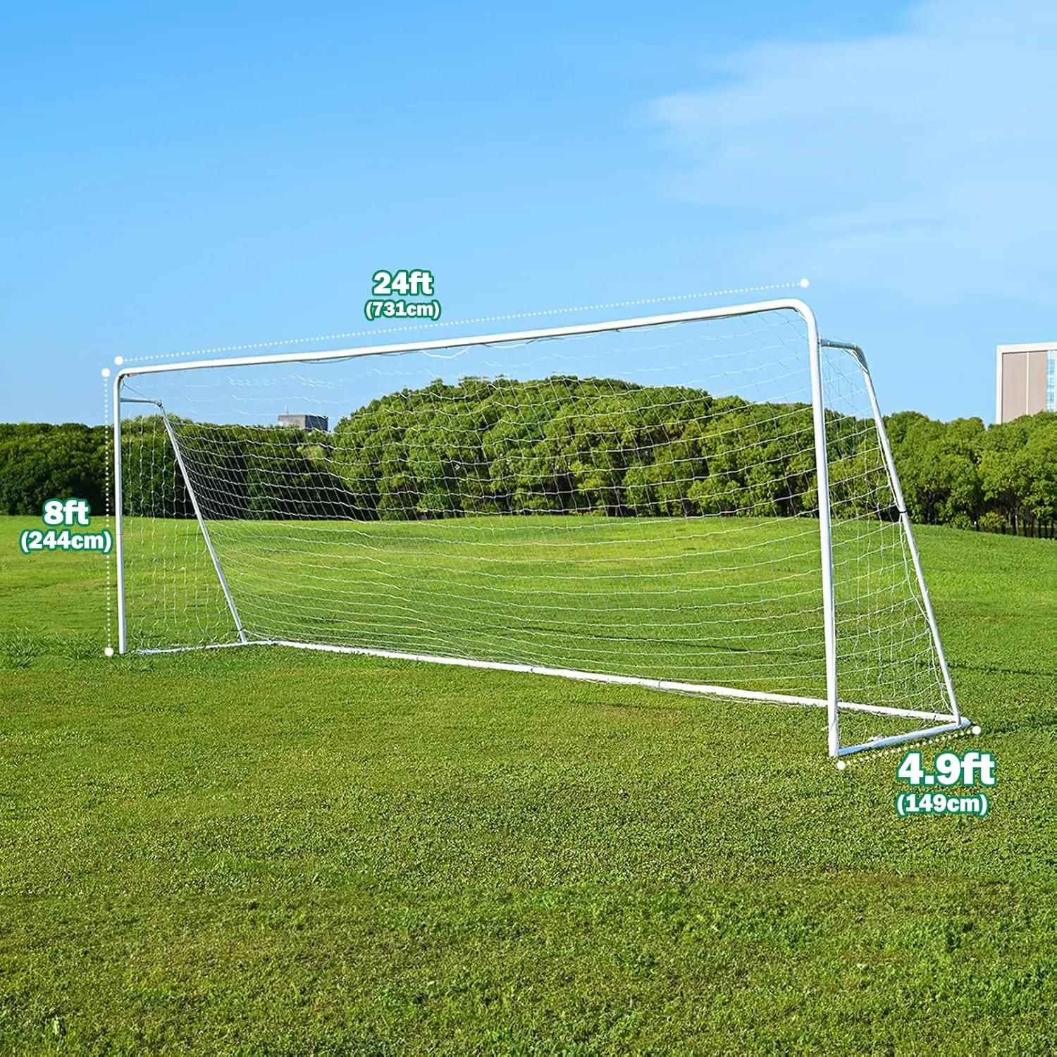 24 X 8/18 X 7/12 X 6 FT Soccer Goal for Backyard Steel Professional Portable Training Metal Soccer Goal Net