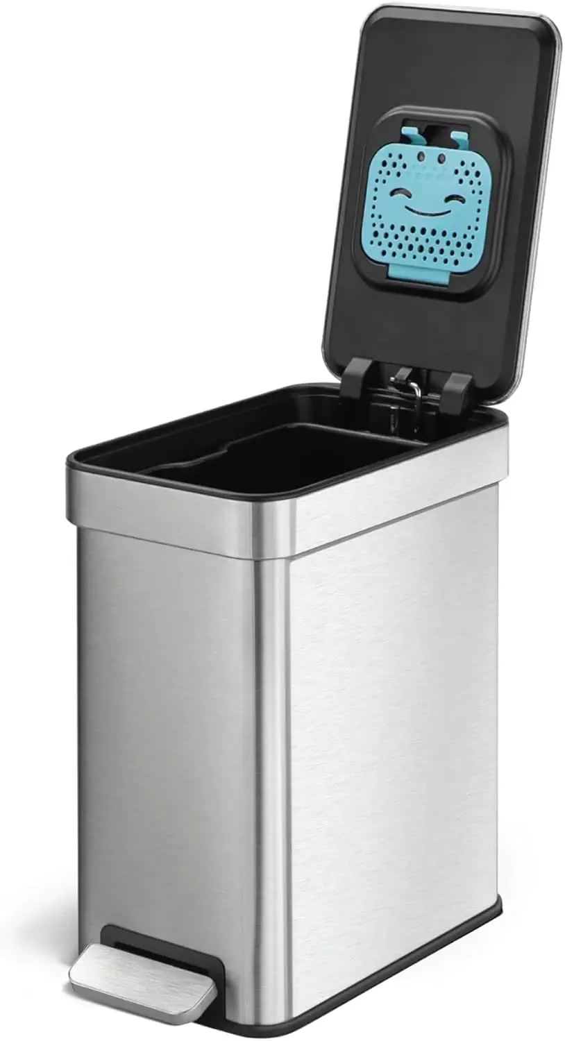 

Мусорное ведро из нержавеющей стали на 3 галлона с педалью, съемным внутренним контейнером и педальным механизмом для дома и офиса