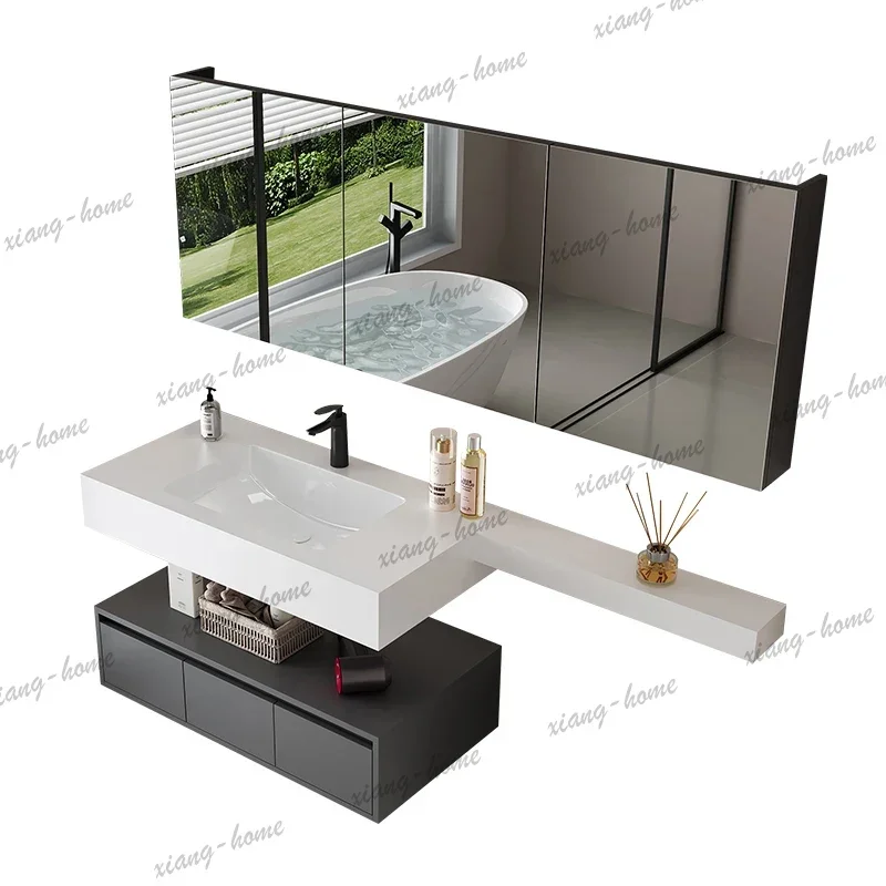 Mirror Drawers Cupboard Luxury Partitions Display Toilet Perfume Storage Bathroom Cabinet