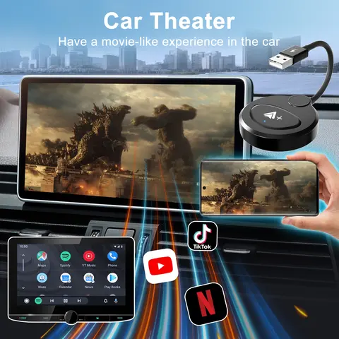 OEM 무선 안드로이드 자동차용 Netflix/YouTube/TikTok이 포함된 무선 안드로이드 자동 비디오 무선 어댑터 Carplay