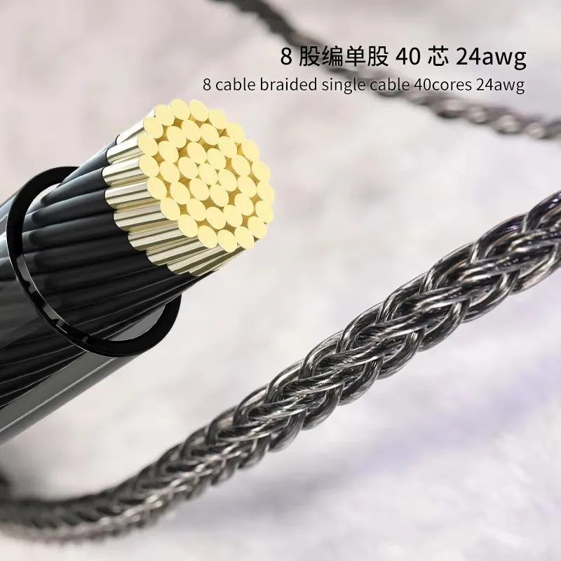 Hakugei Dark Night God Shielded plug single crystal gold copper alloy upgrade cable0.78 2pin mmcx qdc, A2DC, Acoustune,JH,UE