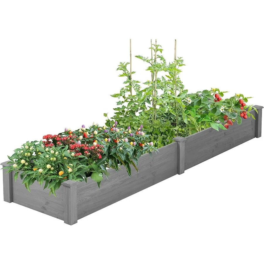 

Наземная приподнятая грядка 96x28x10'' (244x71x25 см) – большой длинный ящик для растений для улицы, сборка без инструментов, древесно-полимерный композит, натуральный цвет B