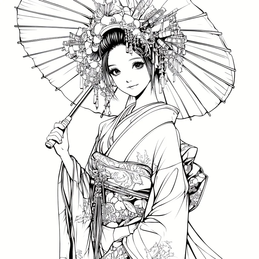 1pc Japanese Lady Coloring Book for Adult Stress Reduction | Colouring Book for Relax and Mood Reduction Christmas Gifting