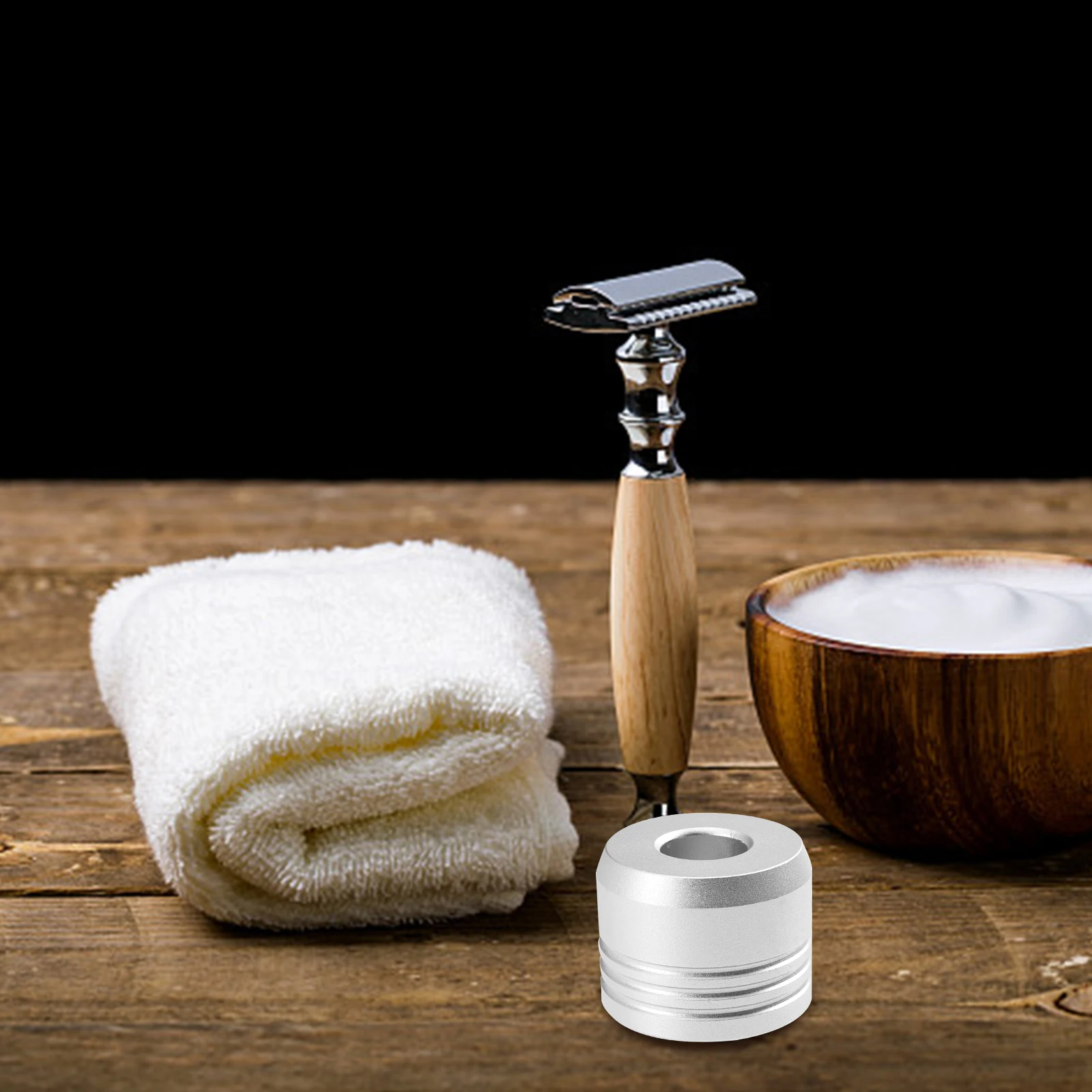 

1pc Manual Razor Holder Durable Aluminum Alloy Stable Base Space-saving Compact Non-slip Portable Travel Friendly for Bathroom
