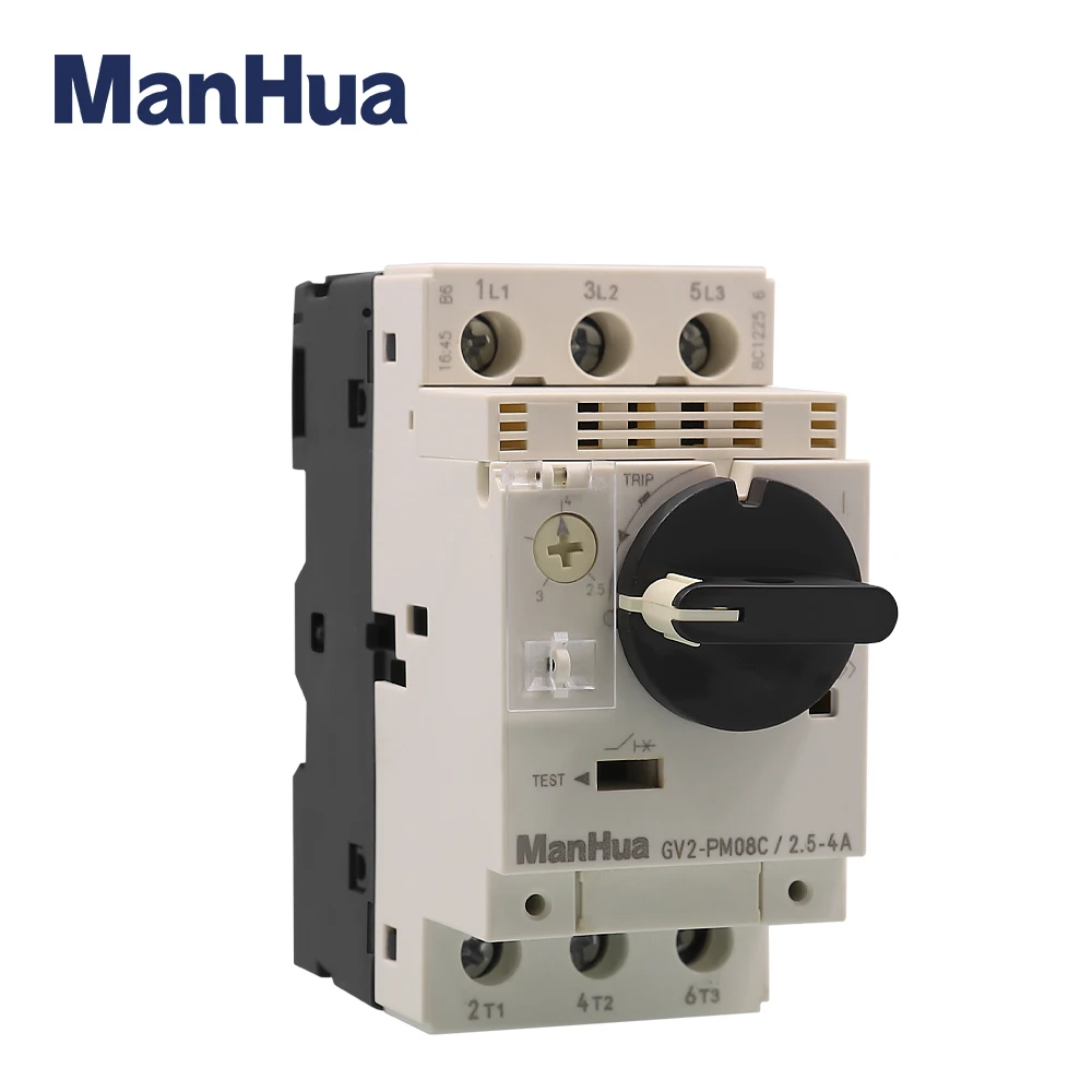 ManHua Din Rail 3P GV2-PM Series Electric Motor Protection Circuit Breaker Knob Control