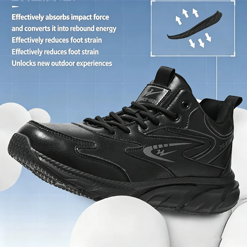 Double Star Men Sneakers 2026 New Fashion Casual Shoes Water Resistant Leather Upper Running Walking Shoes Anti Slip Lightweight