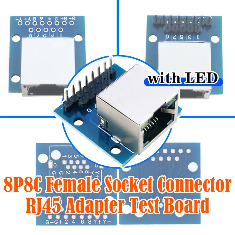 

1/2/5PCS RJ45 Breakout Board with LED Lights,8P8C Female Socket Connector RJ45 Adapter Test Board with Pin Headers