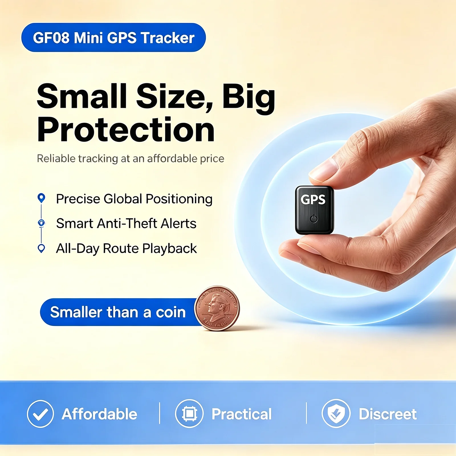 Mini GPS Tracker Real‑Time Location Locator, Anti‑Lost Tracking Device for Car Vehicle Pet Dog Cat Kids Seniors, Portable Magnetic GPS Locator with Remote Position Alert