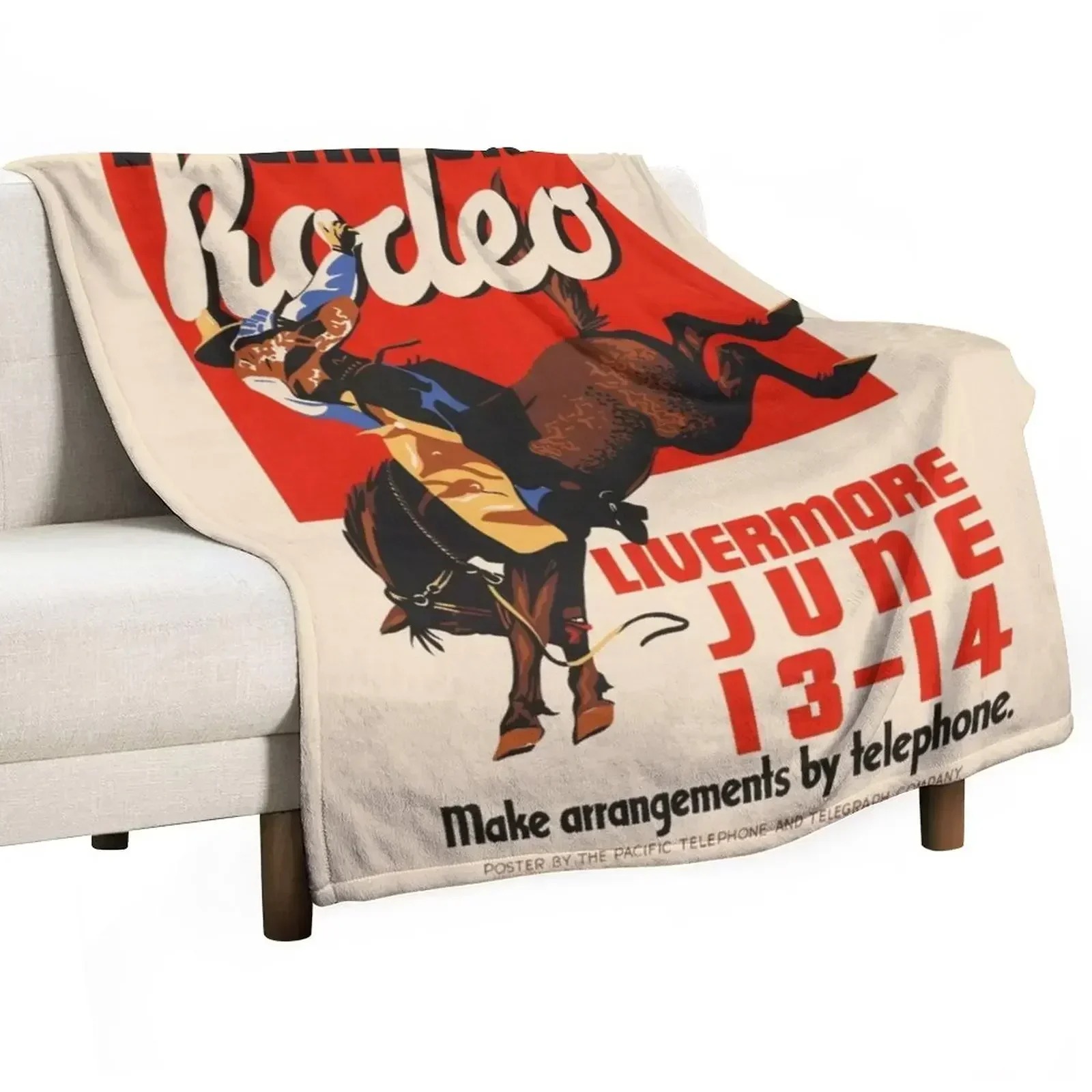 Livermore Rodeo USA Vintage Poster 1933 Throw Blanket Soft Beds Picnic Flannel Fabric for winter Plaid Thin Blankets