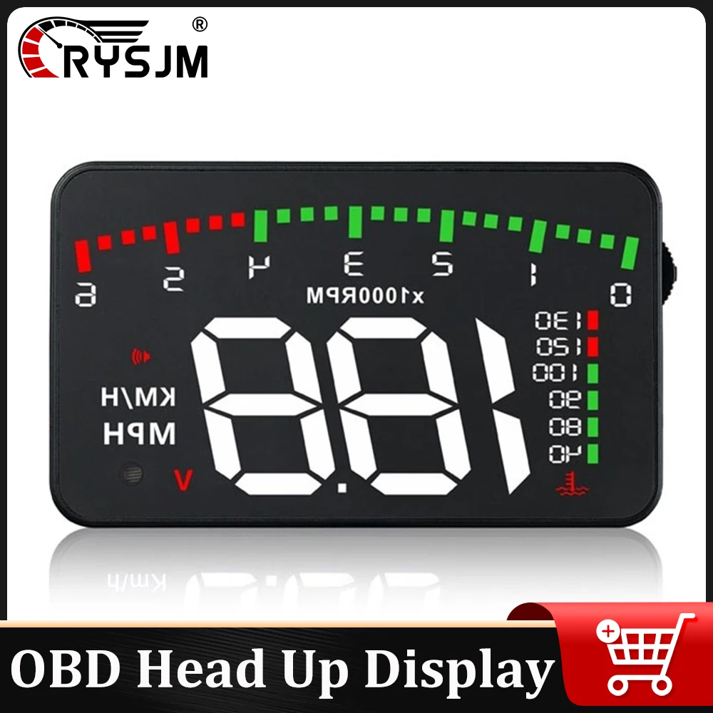 

Автомобильный проекционный дисплей A900 OBD2 HUD на лобовое стекло: отображение оборотов, температуры воды, скорости, напряжения с предупреждением о превышении скорости