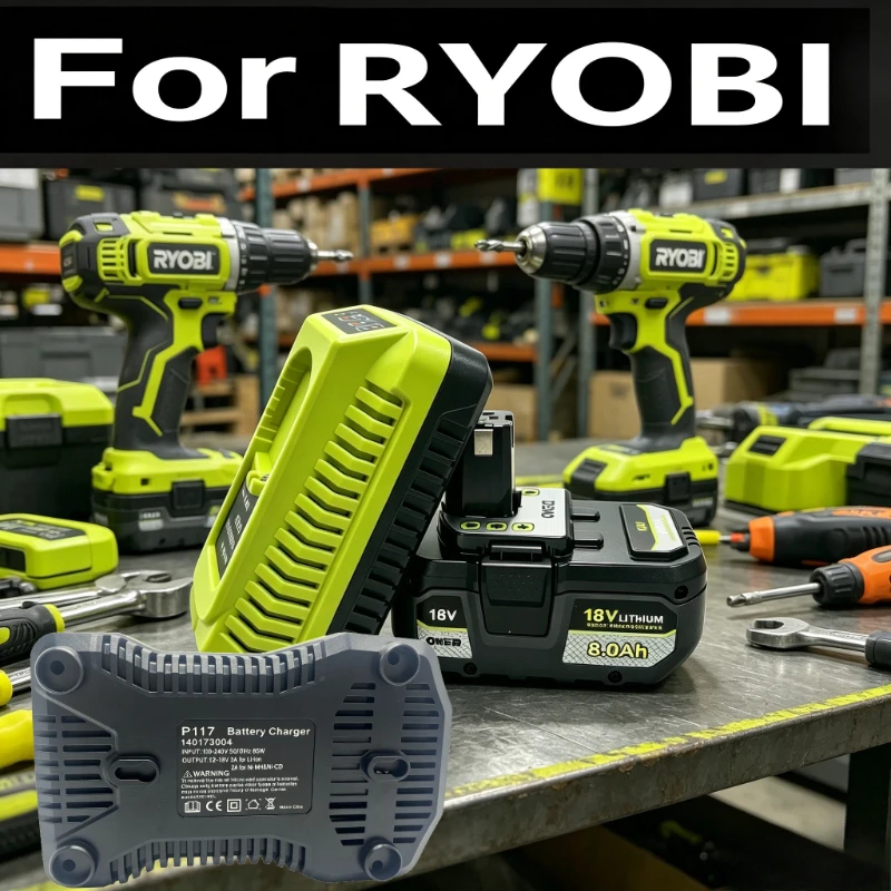 P108 Replacement Battery 18V 4.0Ah6.0Ah.8.0Ah  Lithium Battery Fit RYOBI ONE+ System, Suitable for Drills Saws Angle Grinders