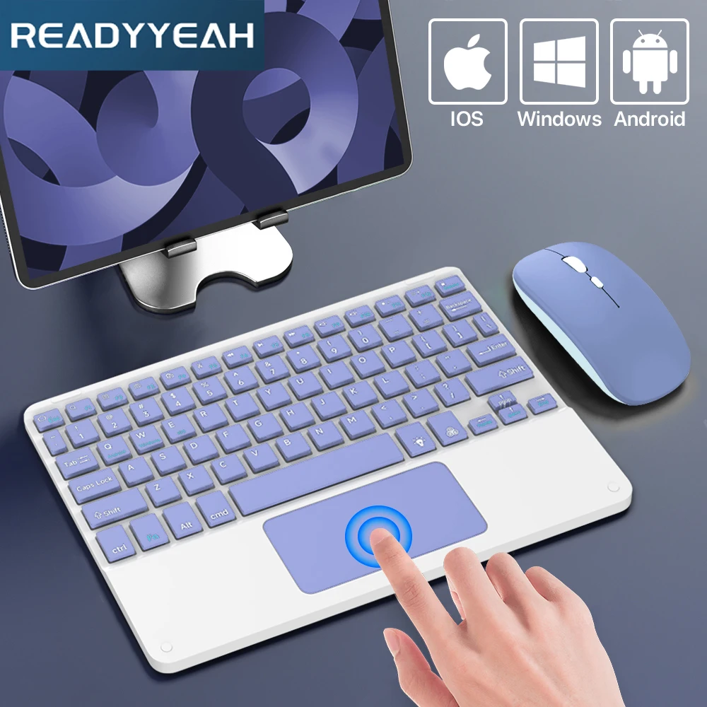 Teclado inalámbrico con Bluetooth para teléfono inteligente, panel táctil para PC, ordenador portátil, iOS, Android, Windows, iPad, Keyboard