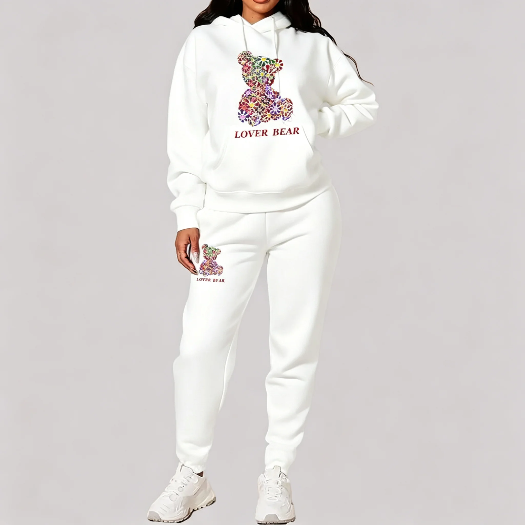 Women's Sets Hoodies Pants Outfits Suit 2026 New Sportswear Sweatsuit Bear Graphic Letter Print Aesthetic Trend Ladies Tracksuit - view 5