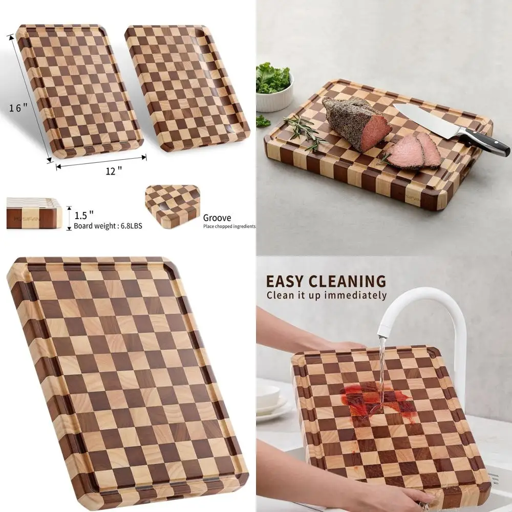 

Large Acacia Wood Chopping Boards - Ideal for Meat, Cheese, Fruits, and Veggie Preparation