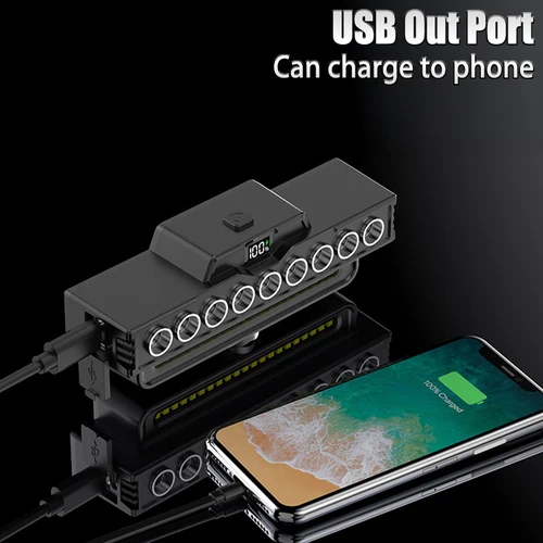 Imagen 2 del producto Juego de 9 luces LED para bicicleta: lámpara LED delantera recargable de 1600LM y trasera de 200LM para ciclismo de montaña/carretera (impermeable IPX5 7 modos)