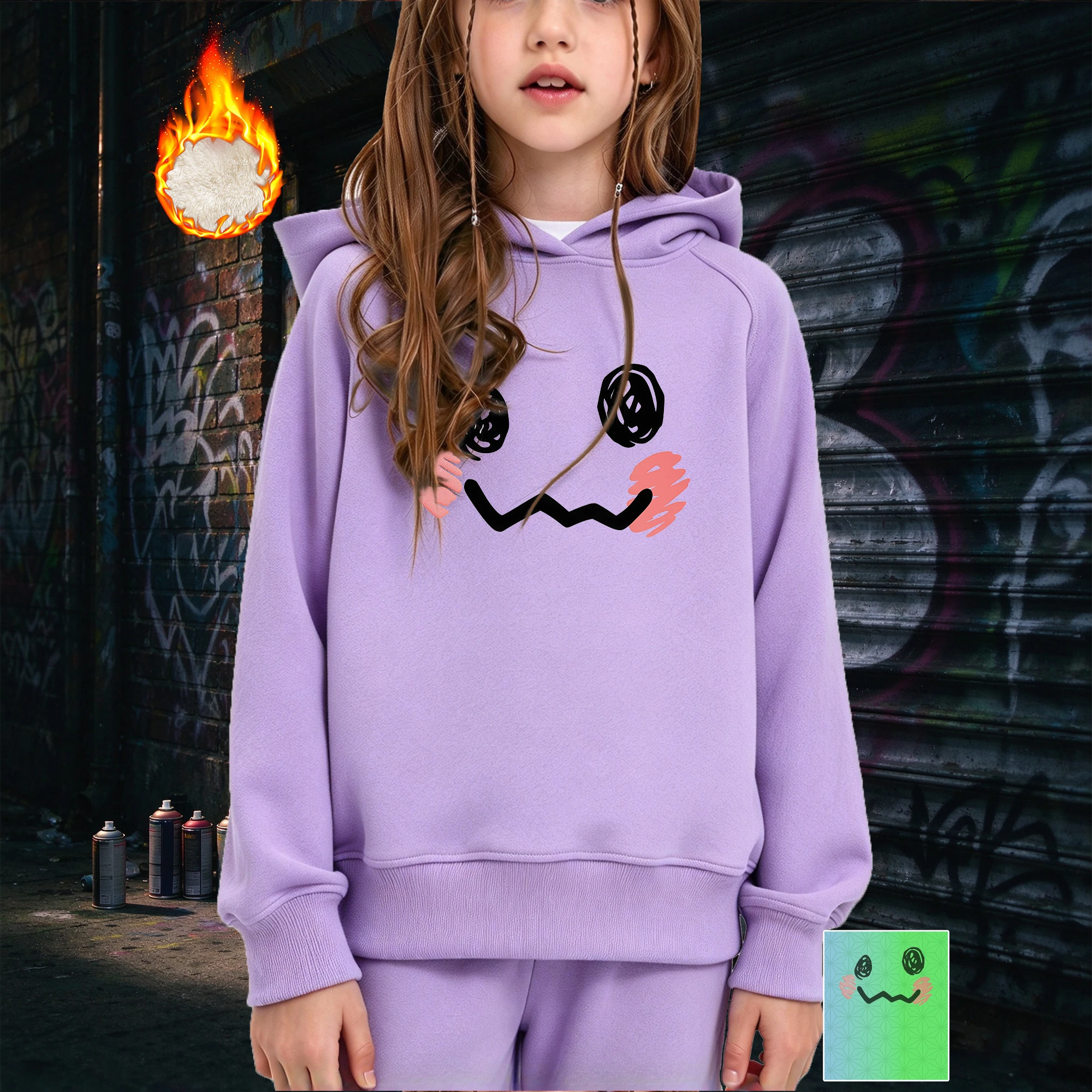 Girls Hoodies Sweatshirts Kawaii Smiley Face Printed Valentine'S Day Love Gift Children Clothing Casual Daily Streetwear Outfit