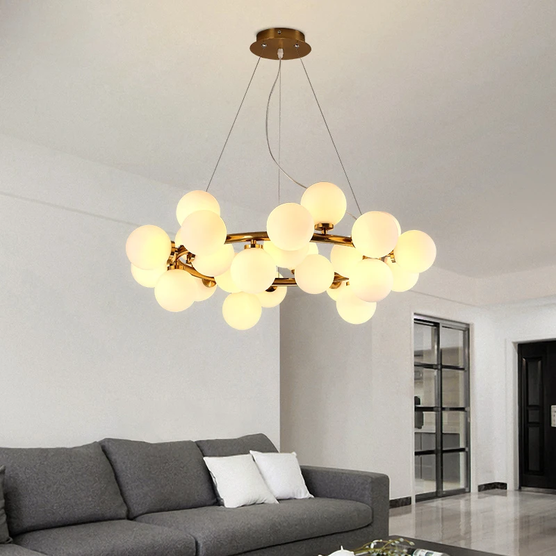 

Nordic Round chandelier Glass Ball Chandeliers Restaurant Bar Kitchen Living room ring scandinavian lamp fixtures