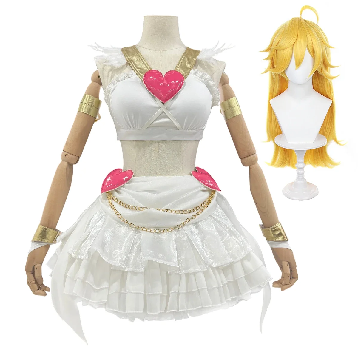 

Cosplay Panty & Stocking with Garterbelt Anime Panty Anarchy Cosplay Costume Wig Top Skirt Cos Convention Daily Wear Halloween