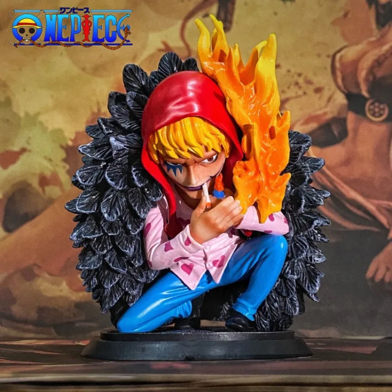 

12cm Anime One Piece Cool Corazon Figure Q Version Of Gk Qibuhai Smoking Corazon Action Figure Pvc Toys Model Collection Gift