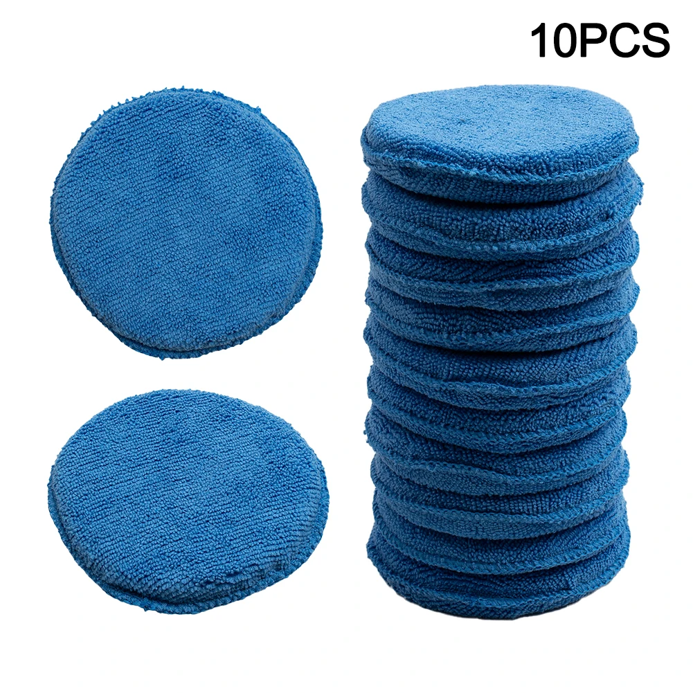 

10pcs 125mm Car Polishing Pads Wax Foam Sponge Microfiber Cleaning Buffer 5in For Waxing Polishing Car Leather Seats Bumpers