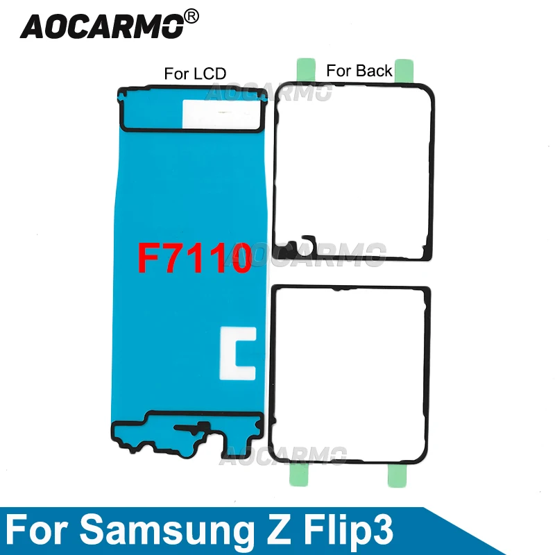 Aocarmo For Samsung Galaxy Z Flip3 5G SM-F7110 Back Cover Adhesive Camera And LCD Screen Sticker Glue