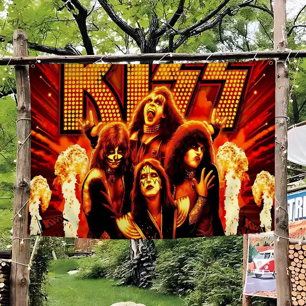 Classic Hard Rock Band K-Kiss Retro Flags Multiple Choice Living Studio Booth Interior Decoration Banner