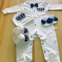 4pcs Crown Jewelry Welcome Home Romper Baby Clothing Name Personalized Baby Girl Boy Toddler's Cotton Outfits Newborn Gift