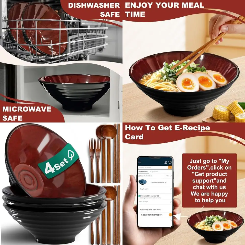 

Набор из 4-х японских фарфоровых мисок (8 дюймов) - подходят для мытья в посудомоечной машине и использования в микроволновой печи, идеально подходят для салатов, лапши, пасты, супов и хлопьев.